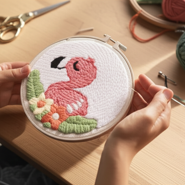 Diy Punch Needle Embroidery Starter Kits Animal Pattern Sewing Kit Funny Easy Yarn Painting Arts DIY Needlework Set For Beginner - gallery 1