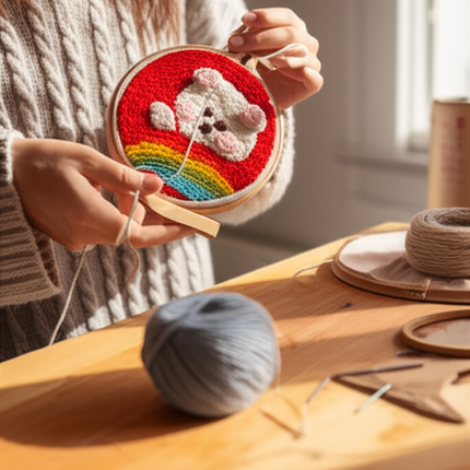 Punch Poke Needle Embroidery Craft Kit Shiba Inu Dog Duck Rainbow Bear Cute Kids Children Funny Easy DIY Play Set For Beginner - gallery 1