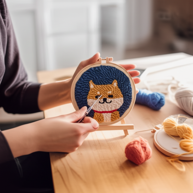 Punch Poke Needle Embroidery Craft Kit Shiba Inu Dog Duck Rainbow Bear Cute Kids Children Funny Easy DIY Play Set For Beginner - gallery 1