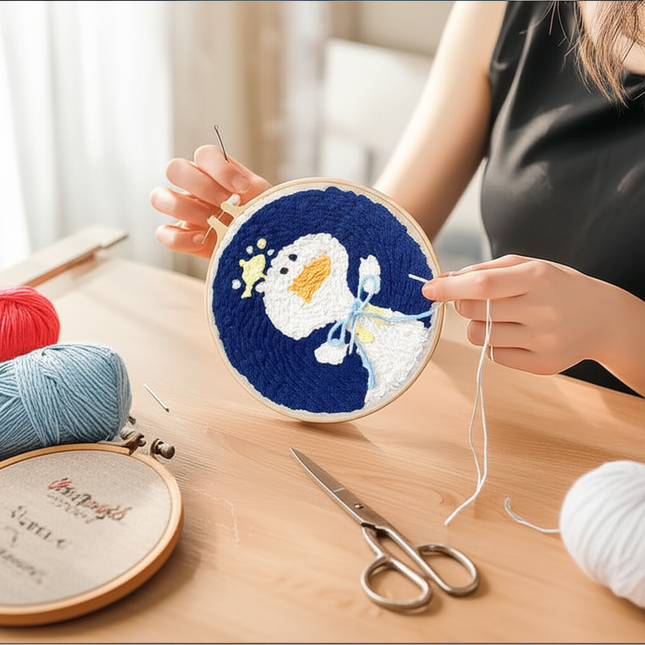 Punch Poke Needle Embroidery Craft Kit Shiba Inu Dog Duck Rainbow Bear Cute Kids Children Funny Easy DIY Play Set For Beginner - gallery 1