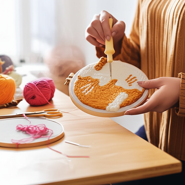 Punch Poke Needle Embroidery Craft Kit Shiba Inu Dog Duck Rainbow Bear Cute Kids Children Funny Easy DIY Play Set For Beginner - gallery 1