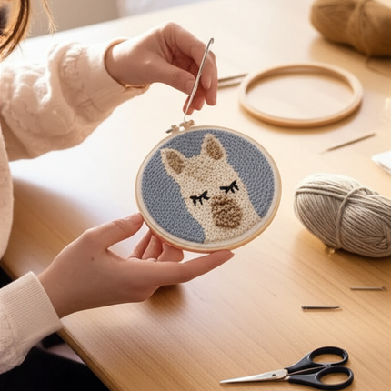 Punch Poke Needle Embroidery Craft Kit Shiba Inu Dog Duck Rainbow Bear Cute Kids Children Funny Easy DIY Play Set For Beginner - gallery 1