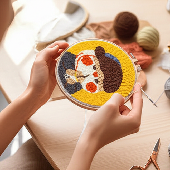 Punch Poke Needle Embroidery Craft Kit Shiba Inu Dog Duck Rainbow Bear Cute Kids Children Funny Easy DIY Play Set For Beginner - gallery 1