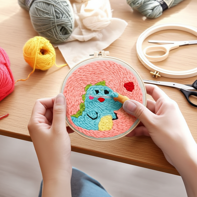 Punch Poke Needle Embroidery Craft Kit Shiba Inu Dog Duck Rainbow Bear Cute Kids Children Funny Easy DIY Play Set For Beginner - gallery 1