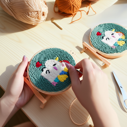 Punch Poke Needle Embroidery Craft Kit Shiba Inu Dog Duck Rainbow Bear Cute Kids Children Funny Easy DIY Play Set For Beginner - gallery 1