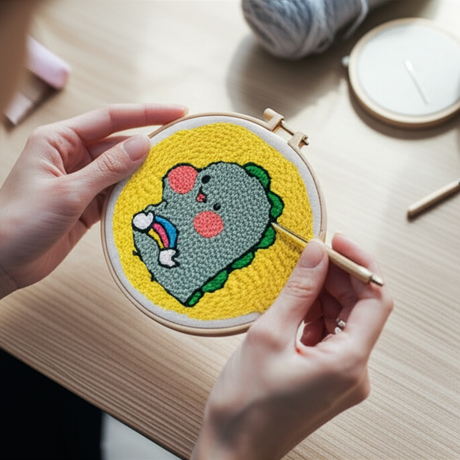 Punch Poke Needle Embroidery Craft Kit Shiba Inu Dog Duck Rainbow Bear Cute Kids Children Funny Easy DIY Play Set For Beginner - gallery 1
