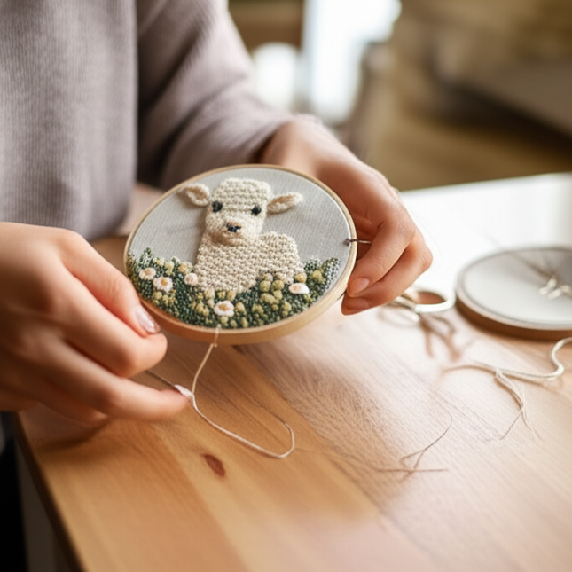 Cute Animal Cow Turtle Punch Needle Kit with EN Instructions,Yarn,Pen, Threader,Stamped Cloth for Christmas Gift - gallery 1