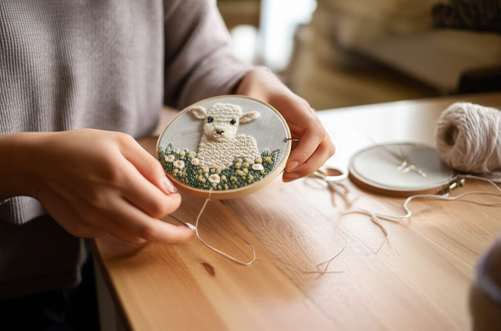 Cute Animal Cow Turtle Punch Needle Kit with EN Instructions,Yarn,Pen, Threader,Stamped Cloth for Christmas Gift - gallery 1