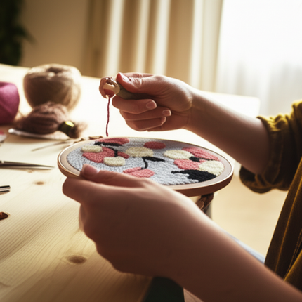 GATYZTORY Flowers Punch Needle Embroidery Starter Kits Embroidery Hoop Yarns For Adults Beginners Diy Gift Easy Handicraft - gallery 1