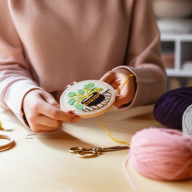 GATYZTORY Flowers Punch Needle Embroidery Starter Kits Embroidery Hoop Yarns For Adults Beginners Diy Gift Easy Handicraft - gallery 1