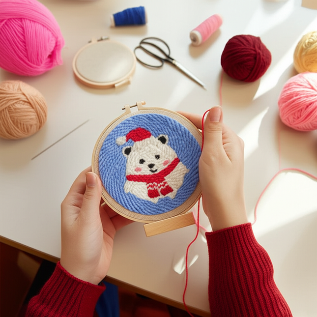 GATYZTORY DIY Punch Needle Embroidery Kit Santa Claus Snowman Frame Punch Set for Beginners Easy Handicraft DIY Christmas Gift - gallery 1