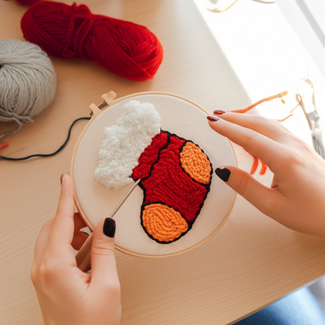 GATYZTORY DIY Punch Needle Embroidery Kit Santa Claus Snowman Frame Punch Set for Beginners Easy Handicraft DIY Christmas Gift - gallery 1