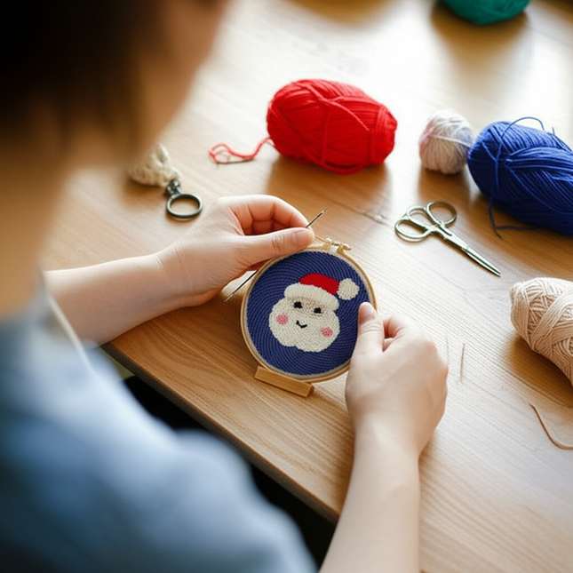 GATYZTORY DIY Punch Needle Embroidery Kit Santa Claus Snowman Frame Punch Set for Beginners Easy Handicraft DIY Christmas Gift - gallery 1