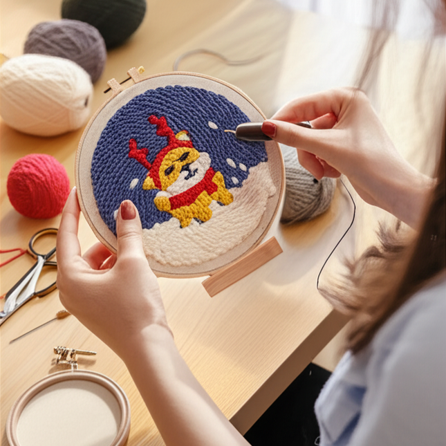 GATYZTORY DIY Punch Needle Embroidery Kit Santa Claus Snowman Frame Punch Set for Beginners Easy Handicraft DIY Christmas Gift - gallery 1