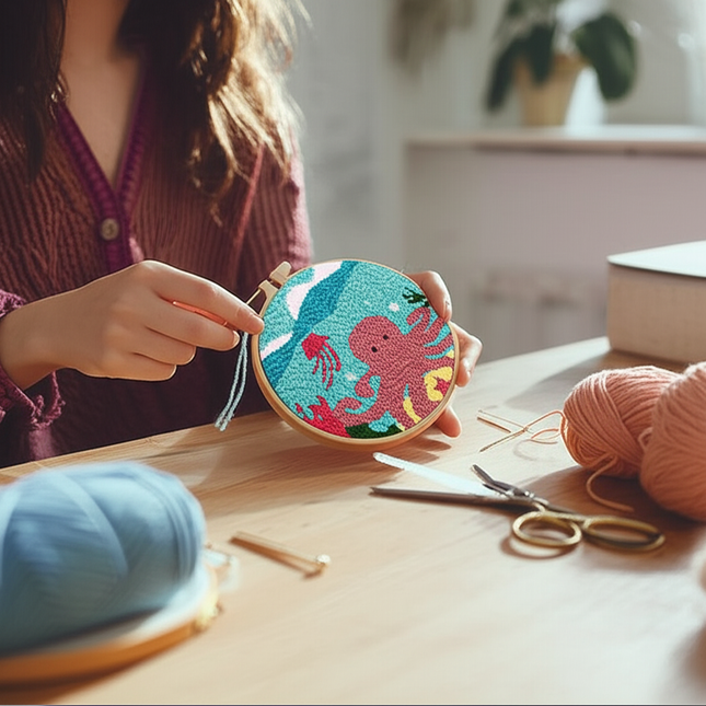 Punch Needle Kits for Beginners Adults Embroidery Punch Needle Starter Craft Tools Ocean Life Theme DIY Wall Art Gift for Women - gallery 1