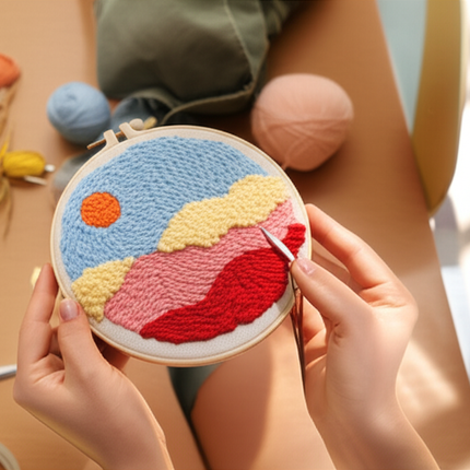GATYZTORY Landscape Punch Needle Embroidery Kit for Beginners Soft Yarn Painting Arts Needlework Embroidery Set Home Decor - gallery 1