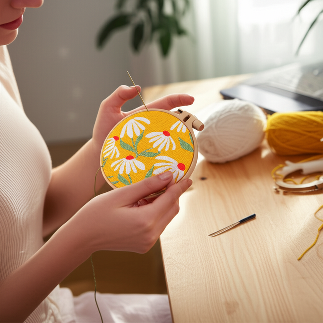Punch Needle Embroidery Starter Kits for Kids and Adults Beginners Include Instructions Punch Needle Fabric with Floral Pattern - gallery 1