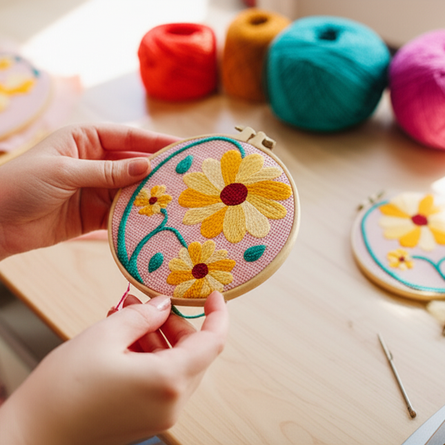Punch Needle Embroidery Starter Kits for Kids and Adults Beginners Include Instructions Punch Needle Fabric with Floral Pattern - gallery 1