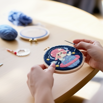 Diy Punch Needle Kit Planet Animals Crafts For Beginner Needle Embroidery Starter Kits For Diy Cross Stitch Home Decor - gallery 1