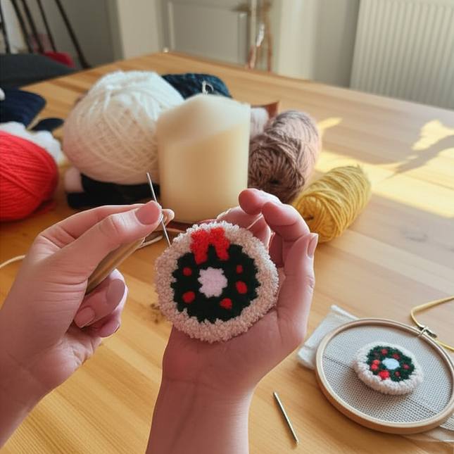 1PC 4cm DIY Punch Needle Coasters Kit Containing yarn Fun Pattern Coaster Set For Christmas with Animal Pattern Tea Cushions - gallery 1