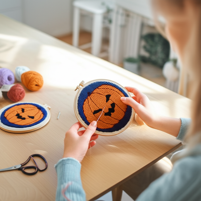 Punch Needle Embroidery Starter Kit Punch Needle Kits Pumpkin Pattern Cross Stitch For Adults Kids Halloween Gift Home Decor - gallery 1