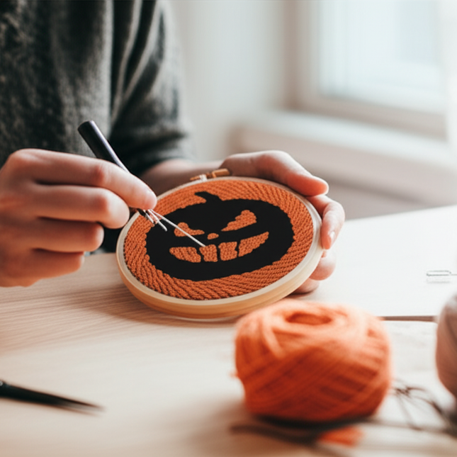Punch Needle Embroidery Starter Kit Punch Needle Kits Pumpkin Pattern Cross Stitch For Adults Kids Halloween Gift Home Decor - gallery 1