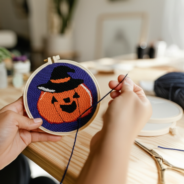 Punch Needle Embroidery Starter Kit Punch Needle Kits Pumpkin Pattern Cross Stitch For Adults Kids Halloween Gift Home Decor - gallery 1