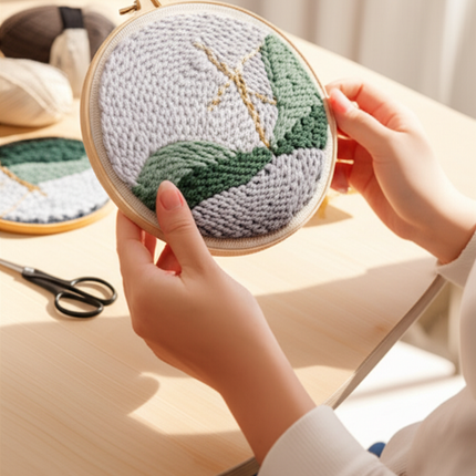 Diy Punch Needle Kits for Adults Beginner Landscape Punch Needle Fabric Yarns Embroidery Needlework Cross Stitch Diy Crafts - gallery 1