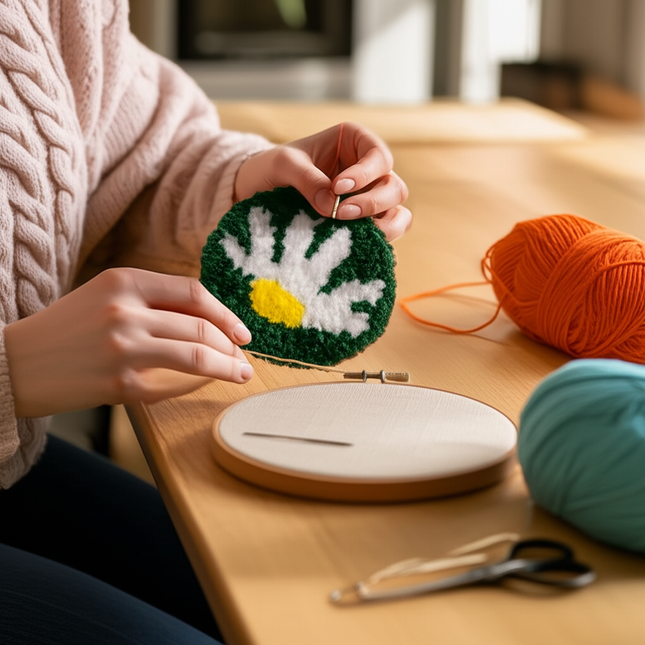1PC 4cm DIY Punch Needle Coasters Kit Containing yarn Fun Pattern Coaster Set For Christmas with Animal Pattern Tea Cushions - gallery 1