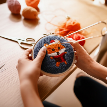 Cotton Embroidered Fabric Punch Needle Embroidery Kit Christmas Collection Easy DIY Play Punch Needle Kits Coarse Wool - gallery 1