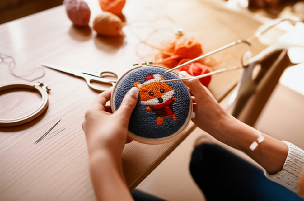 Cotton Embroidered Fabric Punch Needle Embroidery Kit Christmas Collection Easy DIY Play Punch Needle Kits Coarse Wool - gallery 1