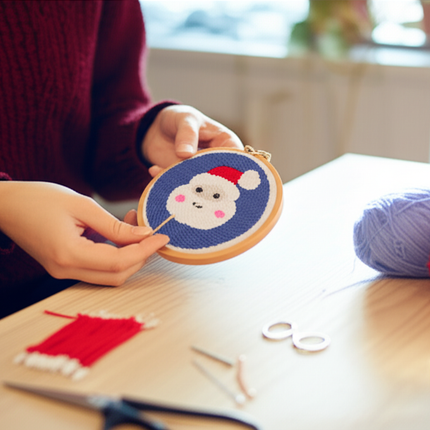 Cotton Embroidered Fabric Punch Needle Embroidery Kit Christmas Collection Easy DIY Play Punch Needle Kits Coarse Wool - gallery 1