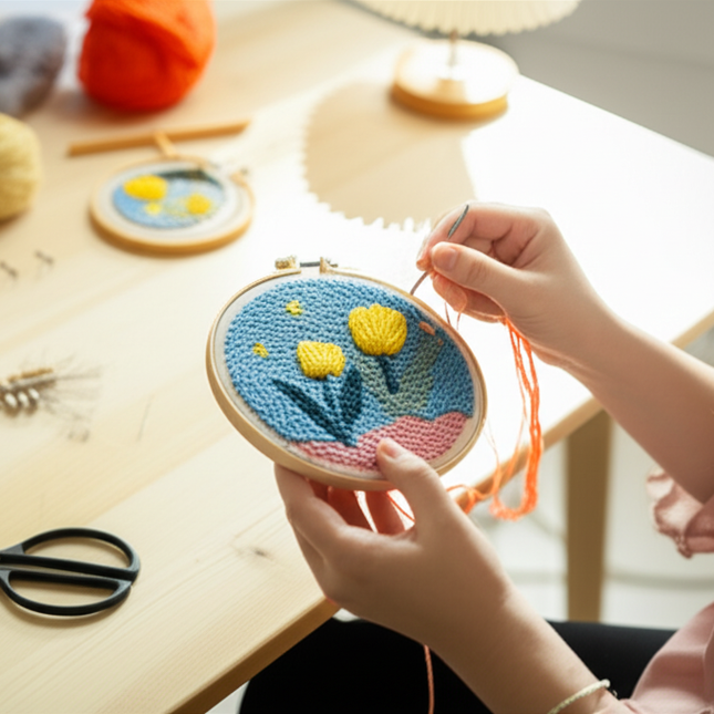 GATYZTORY punch needle embroidery kits Fresh scenery embroidered kit Cross stitch kits Embroidery frame Art and crafts with need - gallery 1