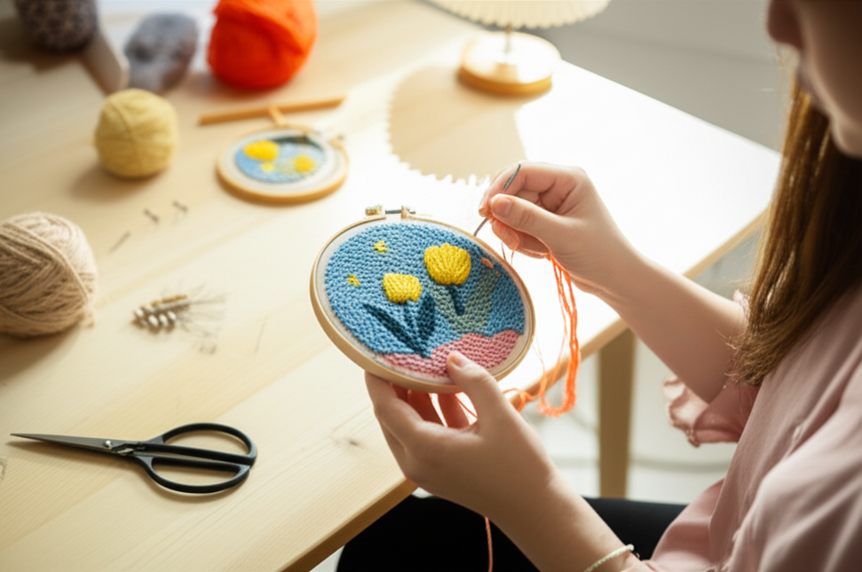 GATYZTORY punch needle embroidery kits Fresh scenery embroidered kit Cross stitch kits Embroidery frame Art and crafts with need - gallery 1