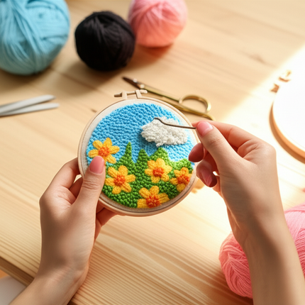 GATYZTORY punch needle embroidery kits Fresh scenery embroidered kit Cross stitch kits Embroidery frame Art and crafts with need - gallery 1