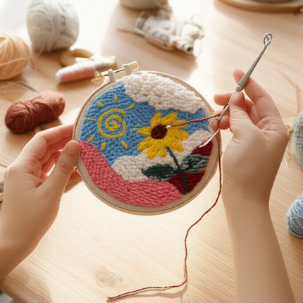 GATYZTORY punch needle embroidery kits Fresh scenery embroidered kit Cross stitch kits Embroidery frame Art and crafts with need - gallery 1