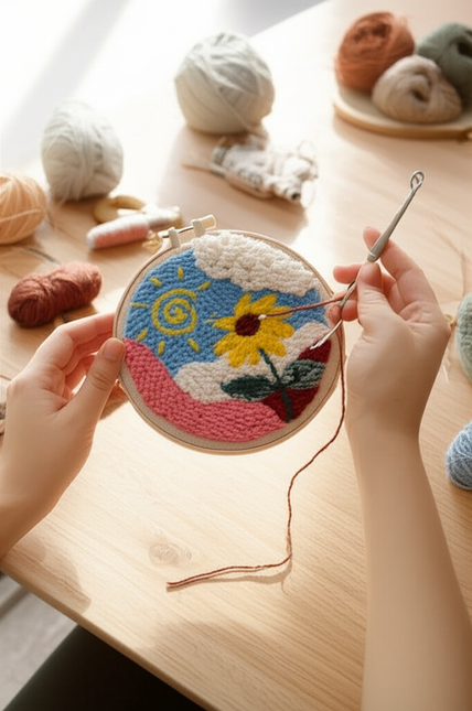 GATYZTORY punch needle embroidery kits Fresh scenery embroidered kit Cross stitch kits Embroidery frame Art and crafts with need - gallery 1