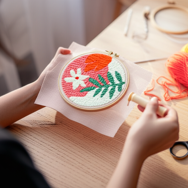SDOYUNO Tulip Sunflower Punch Needle Embroidery Kits Magic Tufting Set Instructions Handicrafts Poking Cross Stitch DIY Gift - gallery 1