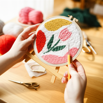 20x20cm Punch Needle Embroidery Starter Kits Rug Hooking Kit for Adults Beginners Handcraft Punch Needle Kits with Embroidery - gallery 1