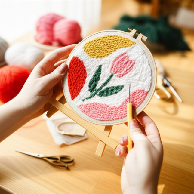 20x20cm Punch Needle Embroidery Starter Kits Rug Hooking Kit for Adults Beginners Handcraft Punch Needle Kits with Embroidery - gallery 1