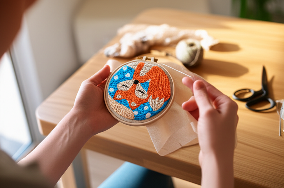 DIY Punch Needle Kits for Beginners Cute Animal with Hoop Embroidery Punch Needle Starter Craft Set Giraffe Festival Gift - gallery 1