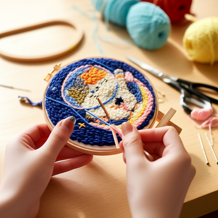 20x20cm Punch Needle Embroidery Starter Kits Rug Hooking Kit for Adults Beginners Handcraft Punch Needle Kits with Embroidery - gallery 1