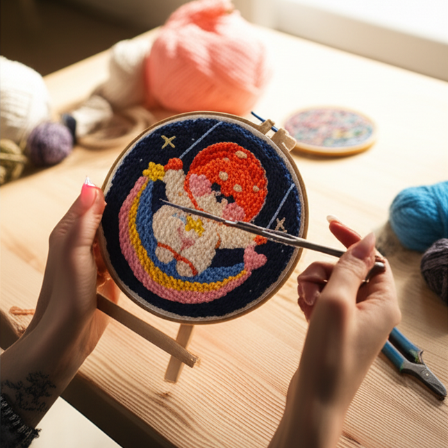 20x20cm Punch Needle Embroidery Starter Kits Rug Hooking Kit for Adults Beginners Handcraft Punch Needle Kits with Embroidery - gallery 1