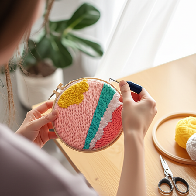 20x20cm Punch Needle Embroidery Starter Kits Rug Hooking Kit for Adults Beginners Handcraft Punch Needle Kits with Embroidery - gallery 1