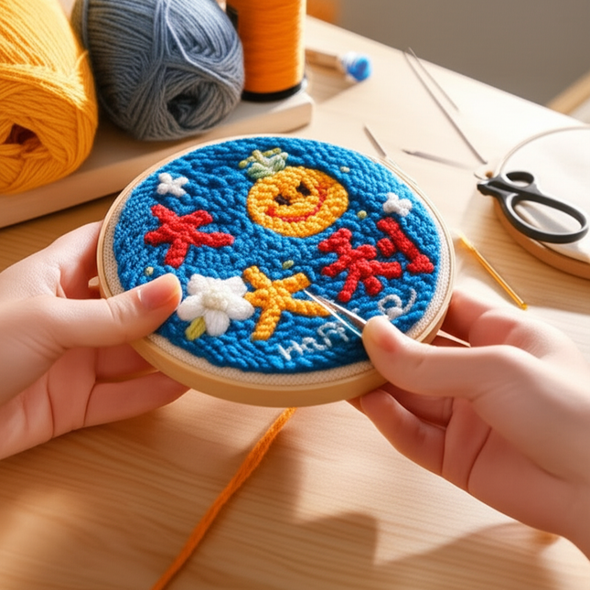 CHENISTORY Beginner's Punch Needle Kit Cute Cartoon Animal and Dinosaur Embroidery Punch Needle Starter Craft Set Home Decor - gallery 1