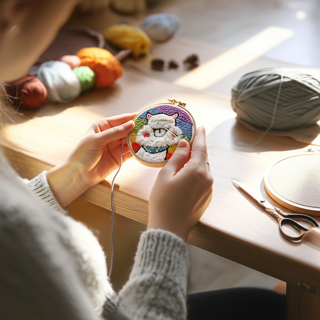 CHENISTORY Beginner's Punch Needle Kit Cute Cartoon Animal and Dinosaur Embroidery Punch Needle Starter Craft Set Home Decor - gallery 1