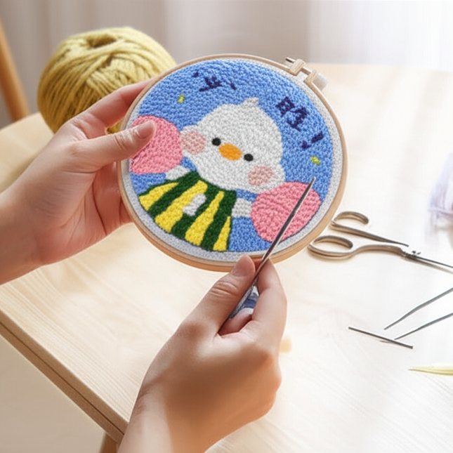 CHENISTORY Beginner's Punch Needle Kit Cute Cartoon Animal and Dinosaur Embroidery Punch Needle Starter Craft Set Home Decor - gallery 1
