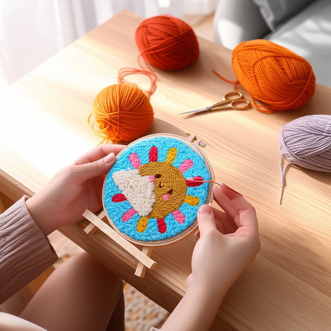 CHENISTORY Beginner's Punch Needle Kit Cute Cartoon Animal and Dinosaur Embroidery Punch Needle Starter Craft Set Home Decor - gallery 1