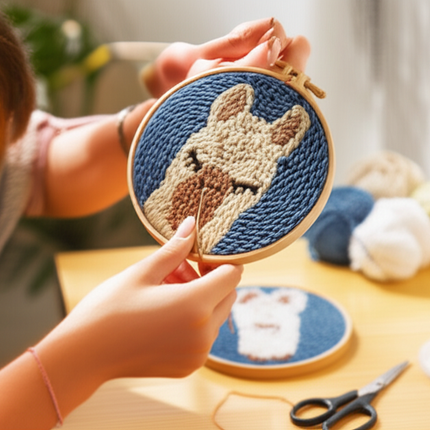 CHENISTORY Beginner's Punch Needle Kit Cute Cartoon Animal and Dinosaur Embroidery Punch Needle Starter Craft Set Home Decor - gallery 1
