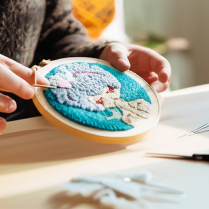 Punch Needle Kits Adults Beginner DIY Cute and Unique Cartoon Girl Hoop Embroidery Set for Beginners Perfect Gifts for Mom - gallery 1